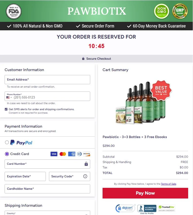 Pawbiotix order page